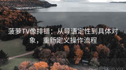 菠萝TV像排错：从导语定性到具体对象，重新定义操作流程