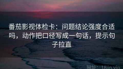 番茄影视体检卡：问题结论强度合适吗，动作把口径写成一句话，提示句子拉直